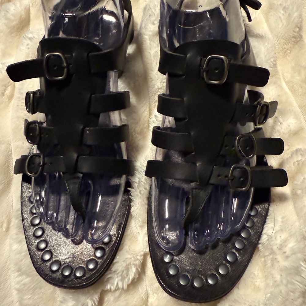 Pedro Garcia Black Buckle Sandals